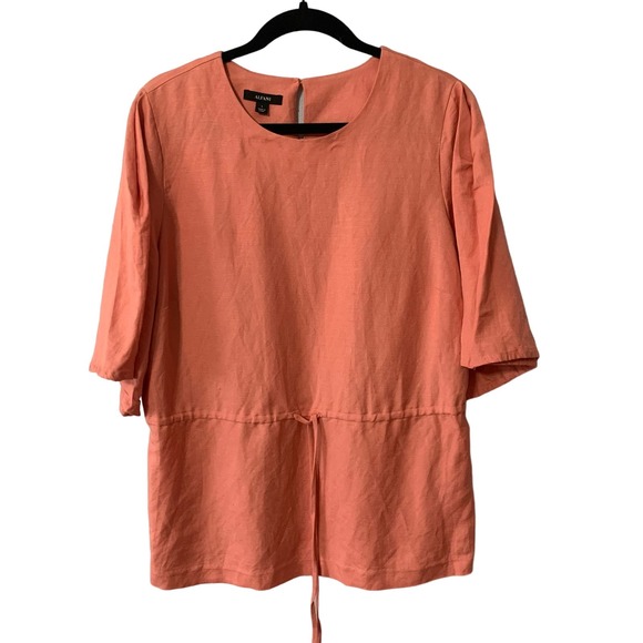 Alfani Pullover Top 3/4 Sleeve Draw String Waist Linen Blend NWT Sz L - Picture 1 of 16